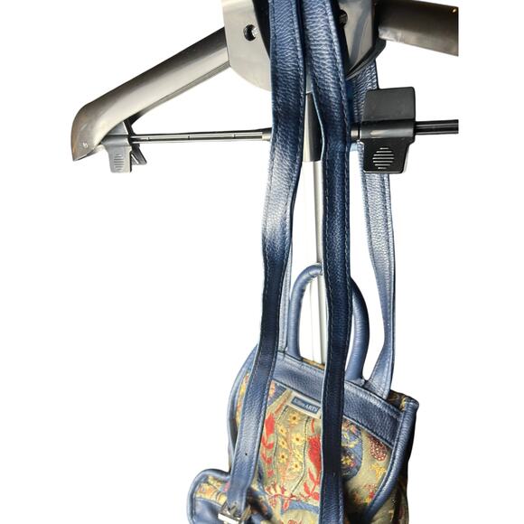 Hippie Boho handwoven nubuck leather Kilim Arts backpack Turkish-made Navy Olive - Picture 7 of 7